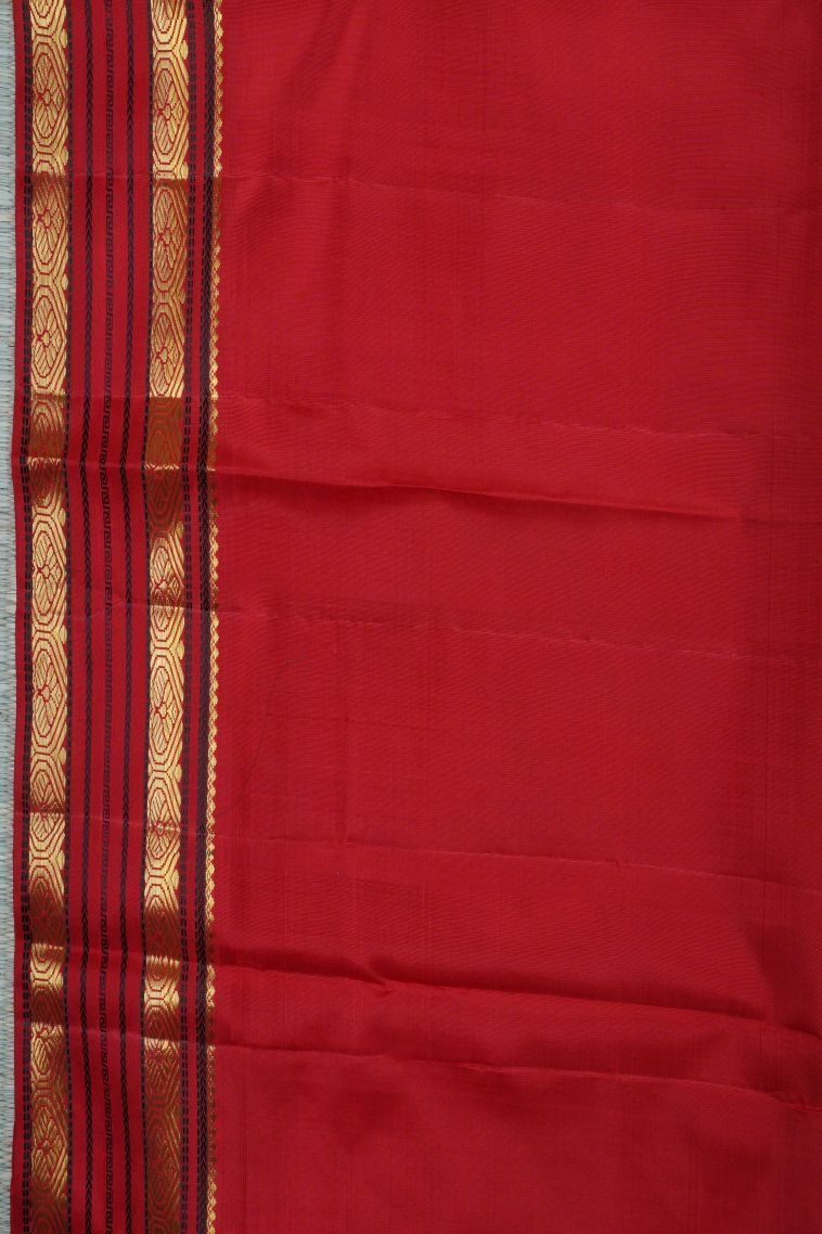 Cream Kanchivaram Saree with Gold Zari Checks view 2