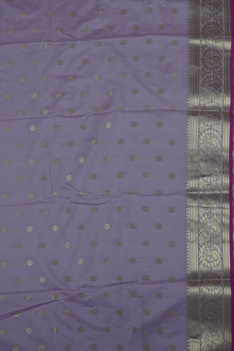 Cream Soft Silk Saree with Gold Zari Buttis (Small Dots or Motifs) view 2