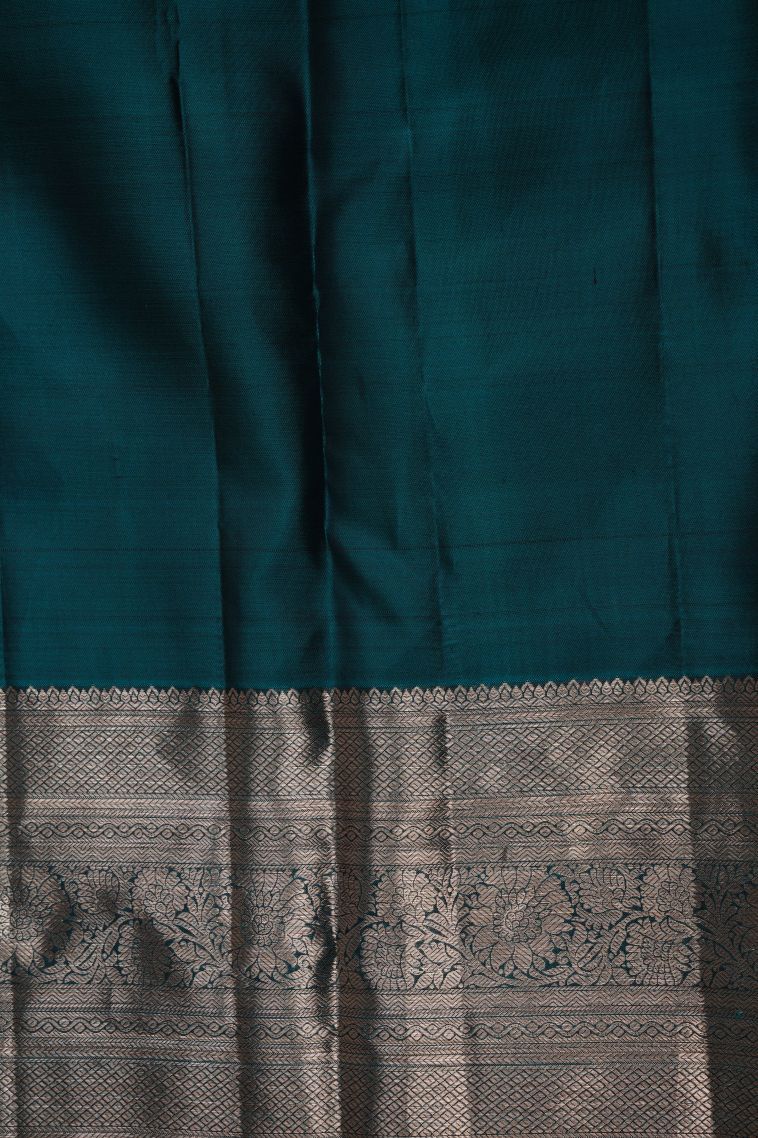 Wine Red Kanchivaram Saree with Copper Zari Floral Patterns view 3