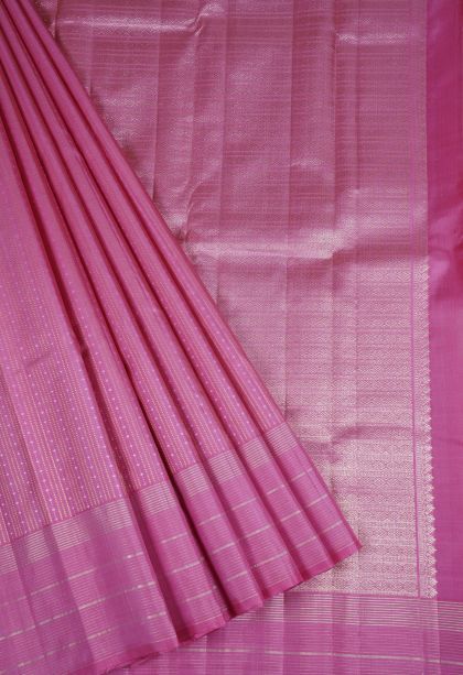 Pink Kanchivaram Saree with Gold Zari Stripes