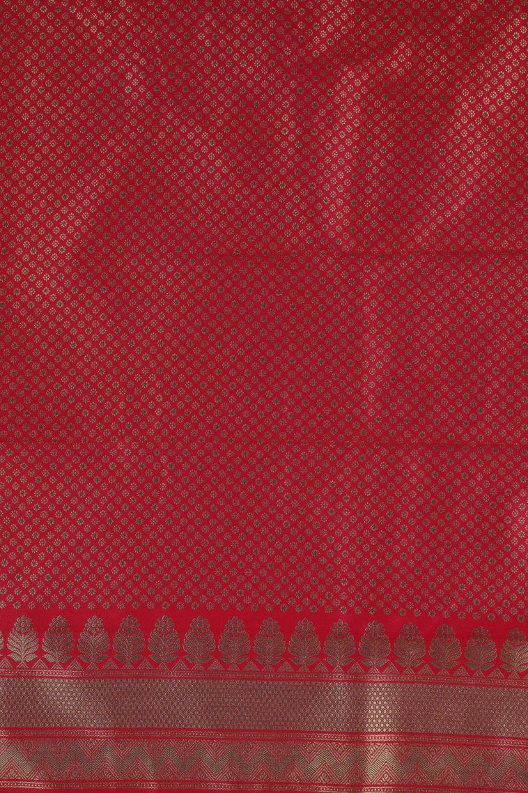 Bottle Green Soft Silk Saree with Gold Zari Buttis (Small Dots or Motifs) view 2