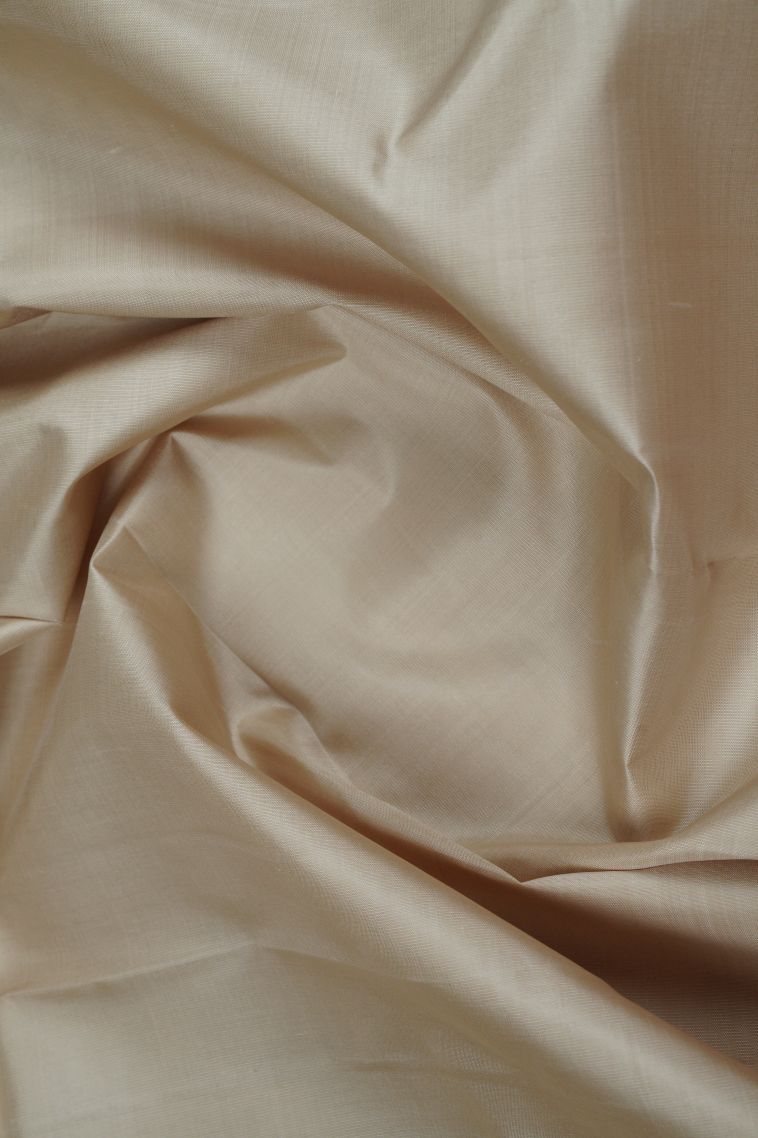 Beige Kanchipuram Silk Sarees with Gold Zari Plain view 4