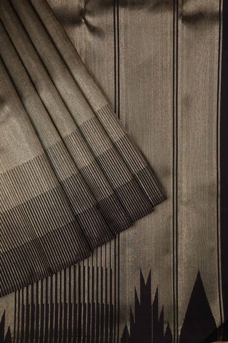 Purple Kanchipuram Silk Sarees with Gold Zari Plain view 1