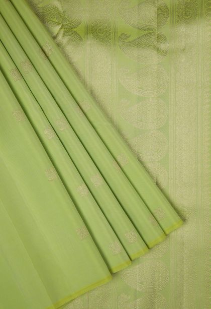 Green Kanchipuram Silk Sarees with Gold Zari Peacock Motifs