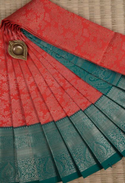 Pink Visiri Madippu Silk Sarees with Silver Zari Floral Patterns