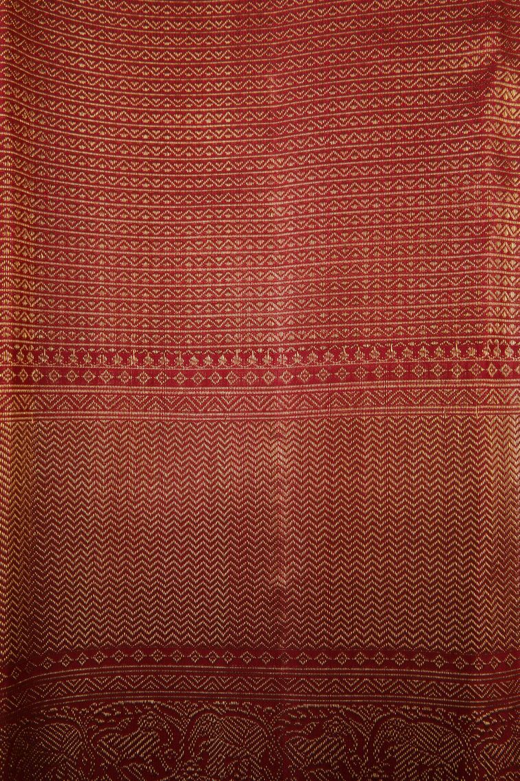 White Kanchipuram Silk Sarees with Gold Zari Floral Patterns view 3