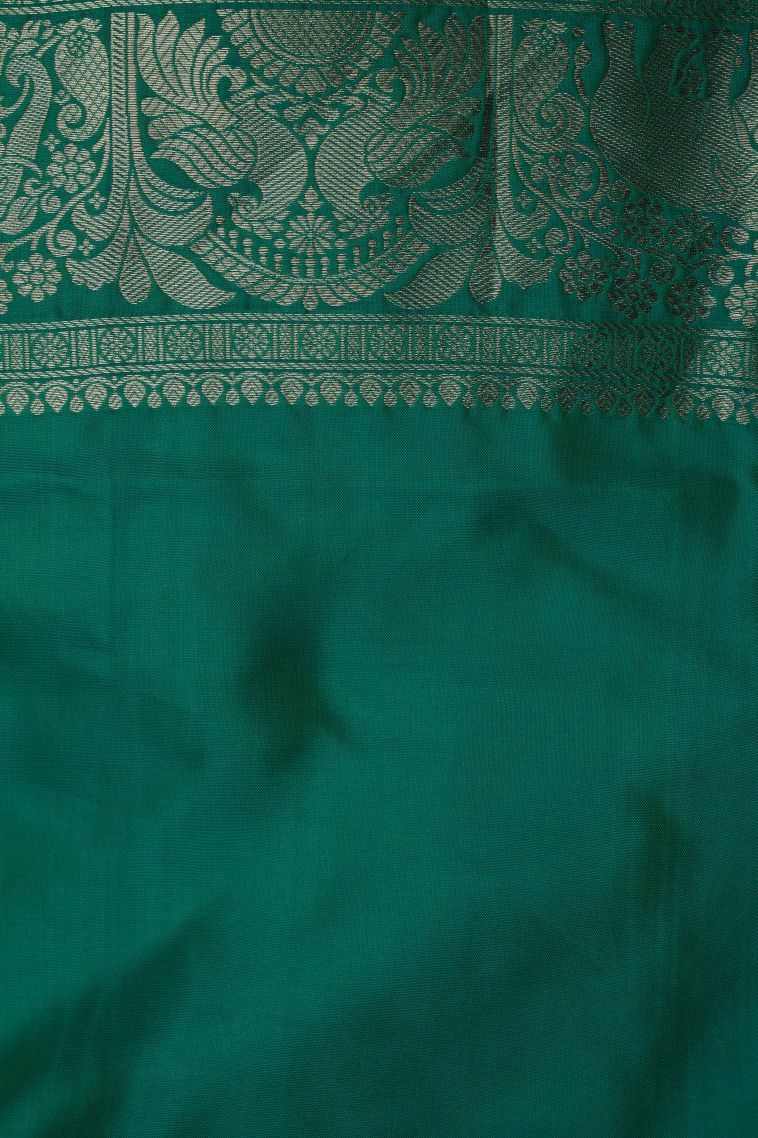 Blue Soft Silk Saree with Gold Zari Buttis (small Dots Or Motifs) view 3