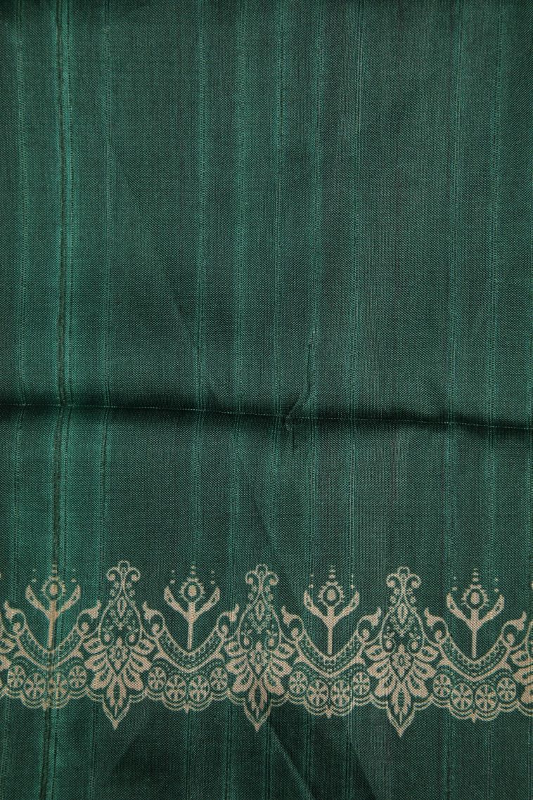 Bottle Green Tussar Saree with Without Zari Zari Floral Patterns view 3