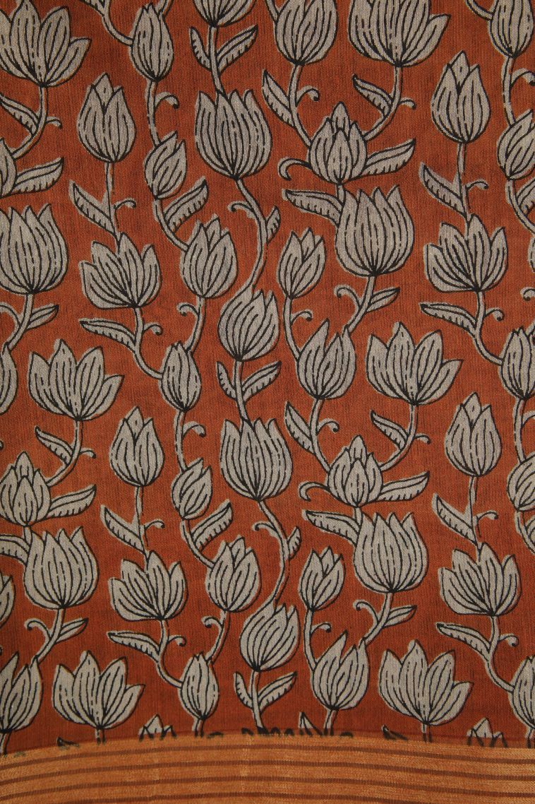 Coconut White Chanderi Cotton Sarees with Without Zari Zari Floral Patterns view 3