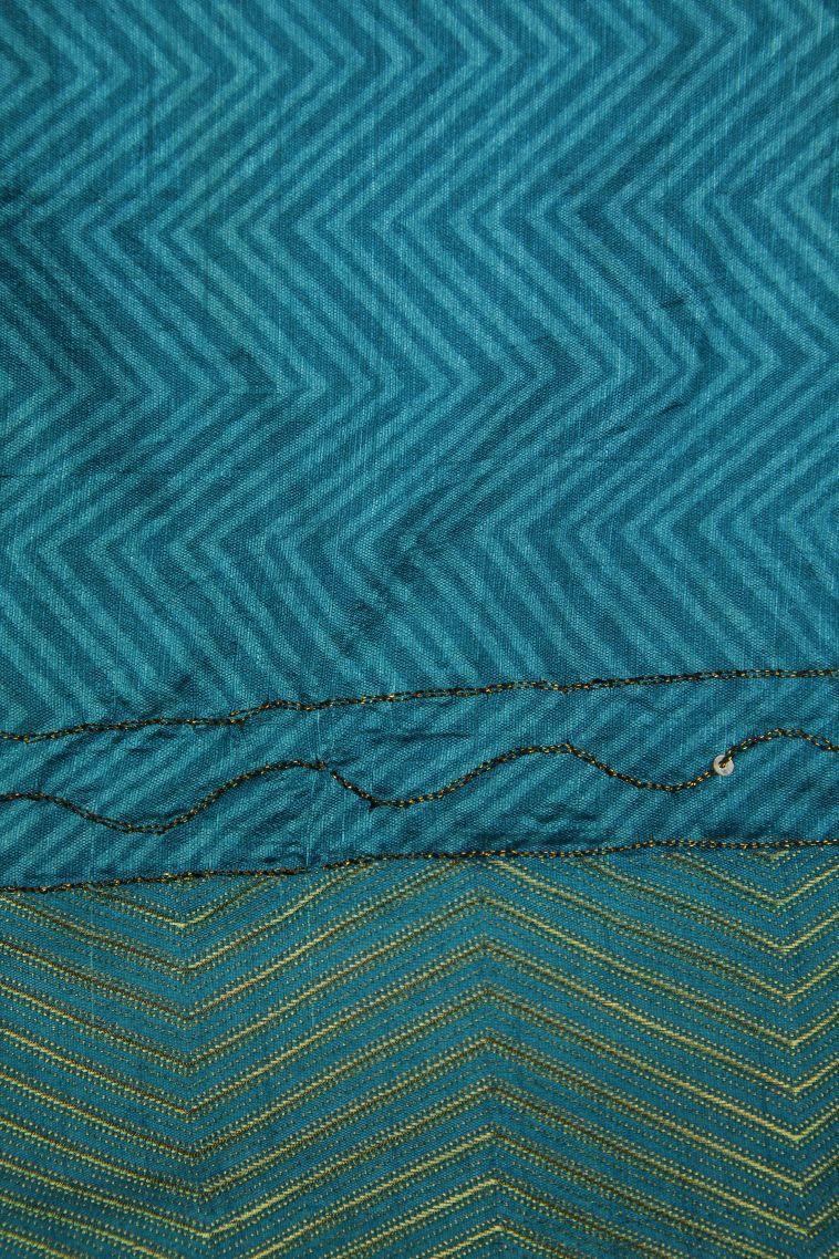 Mint Green Tussar Silk Saree with Without Zari Zari Floral Patterns view 3