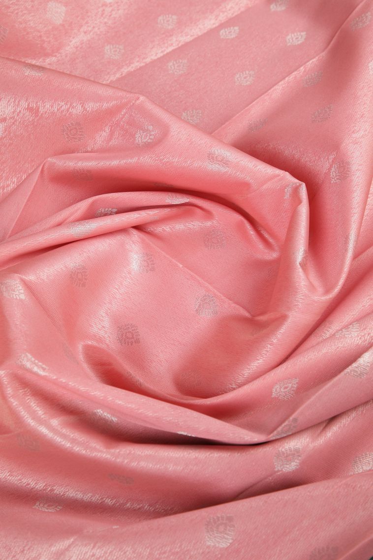 Rose Pink Visiri Madippu Silk Sarees with Silver Zari Buttis (small Dots Or Motifs) view 4