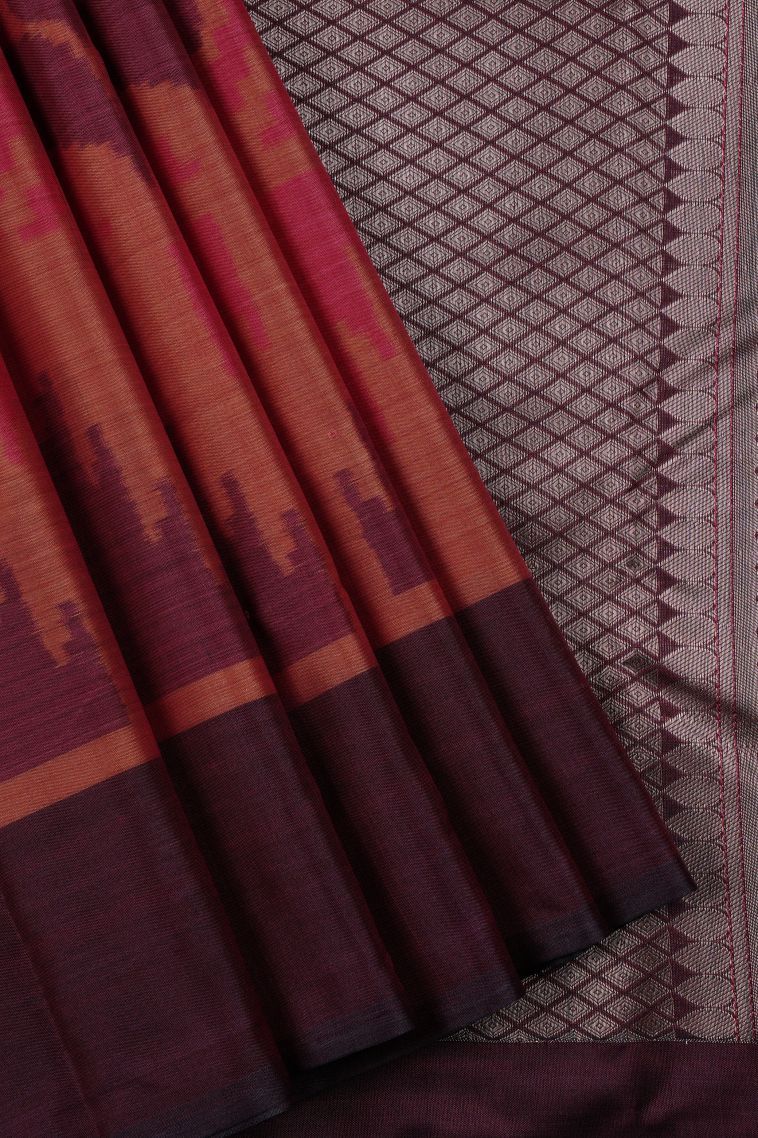 Fire Orange Soft Silk Sarees with Without Zari Zari Geometric Shapes view 1