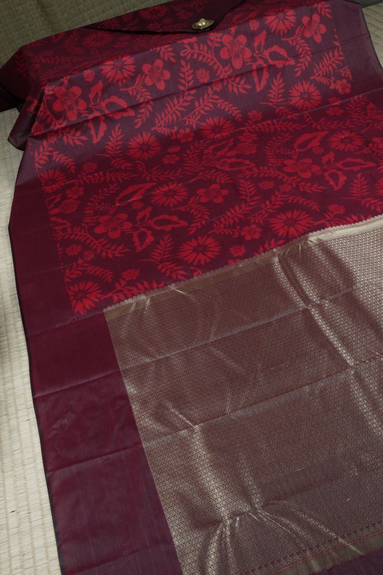Bosenberry Purple Soft Silk Sarees with Without Zari Zari Geometric Shapes view 2