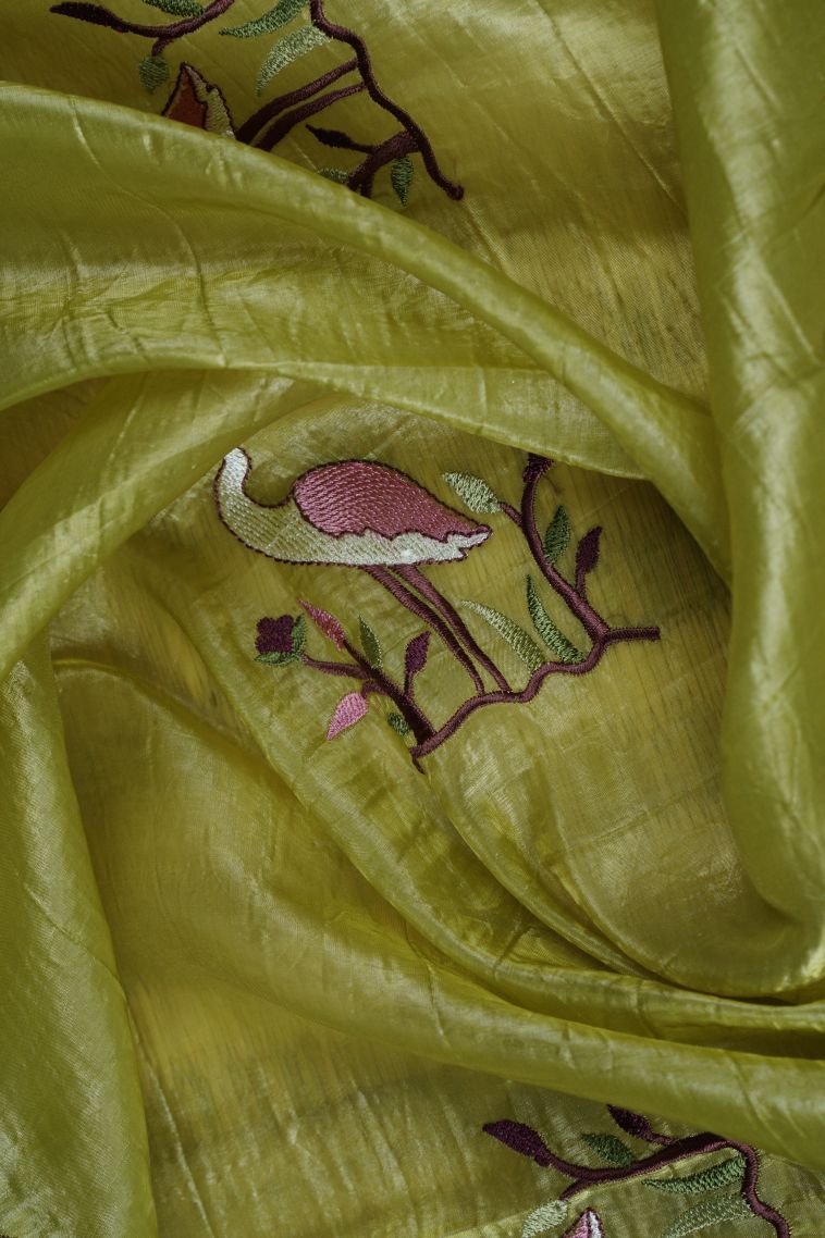 Moccon Green Tussar Saree with Without Zari Zari Buttis (small Dots Or Motifs) view 4