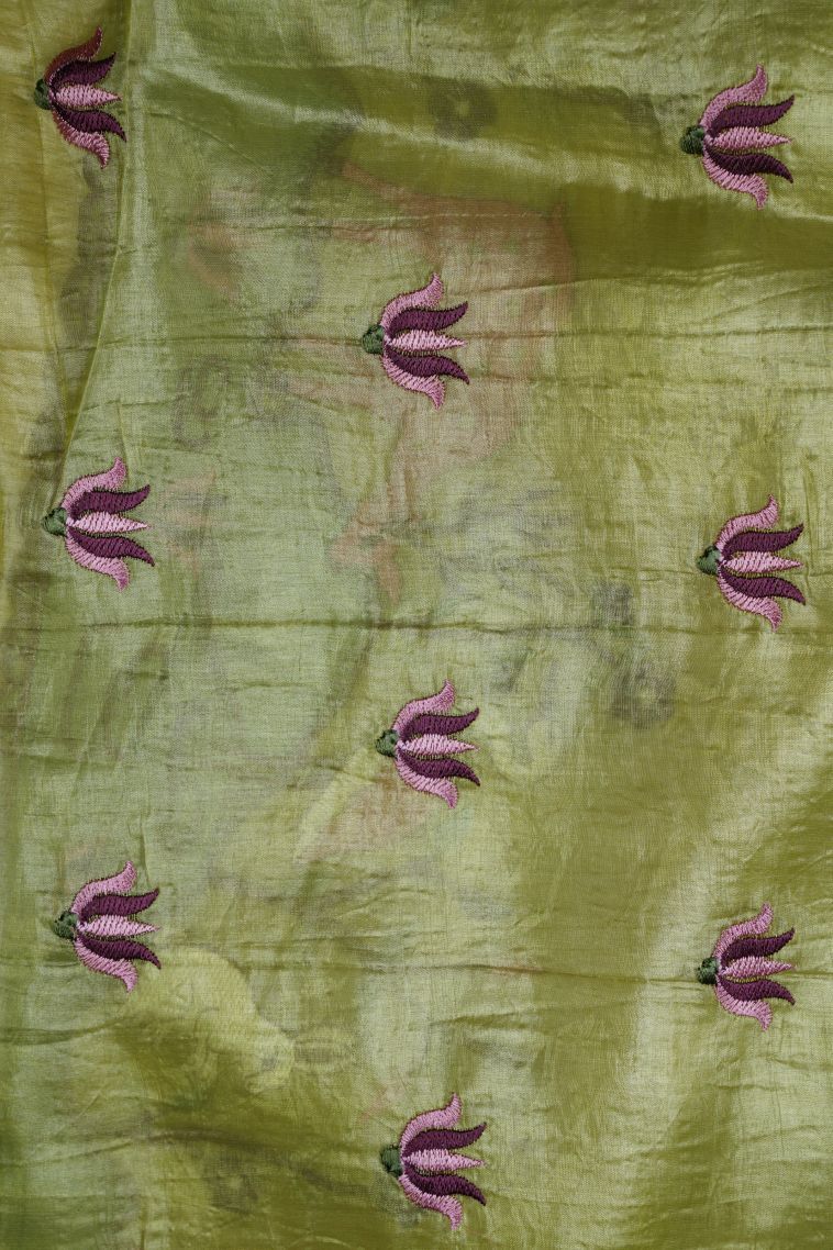 Moccon Green Tussar Saree with Without Zari Zari Buttis (small Dots Or Motifs) view 3