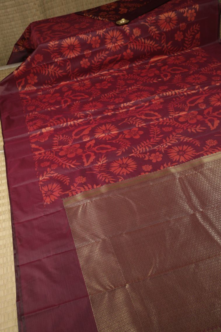 Bosenberry Purple Soft Silk Sarees with Without Zari Zari Floral Patterns view 2