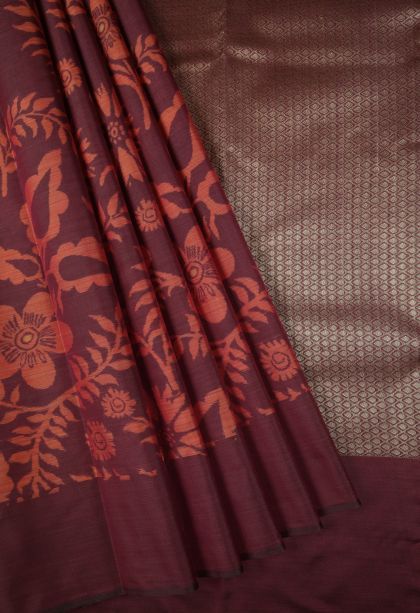 Bosenberry Purple Soft Silk Sarees with Without Zari Zari Floral Patterns