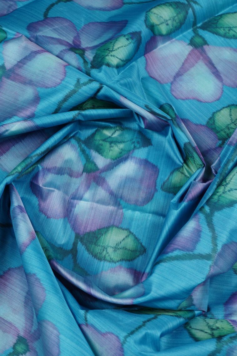 Sky Blue Soft Silk Sarees with Without Zari Zari Floral Patterns view 4