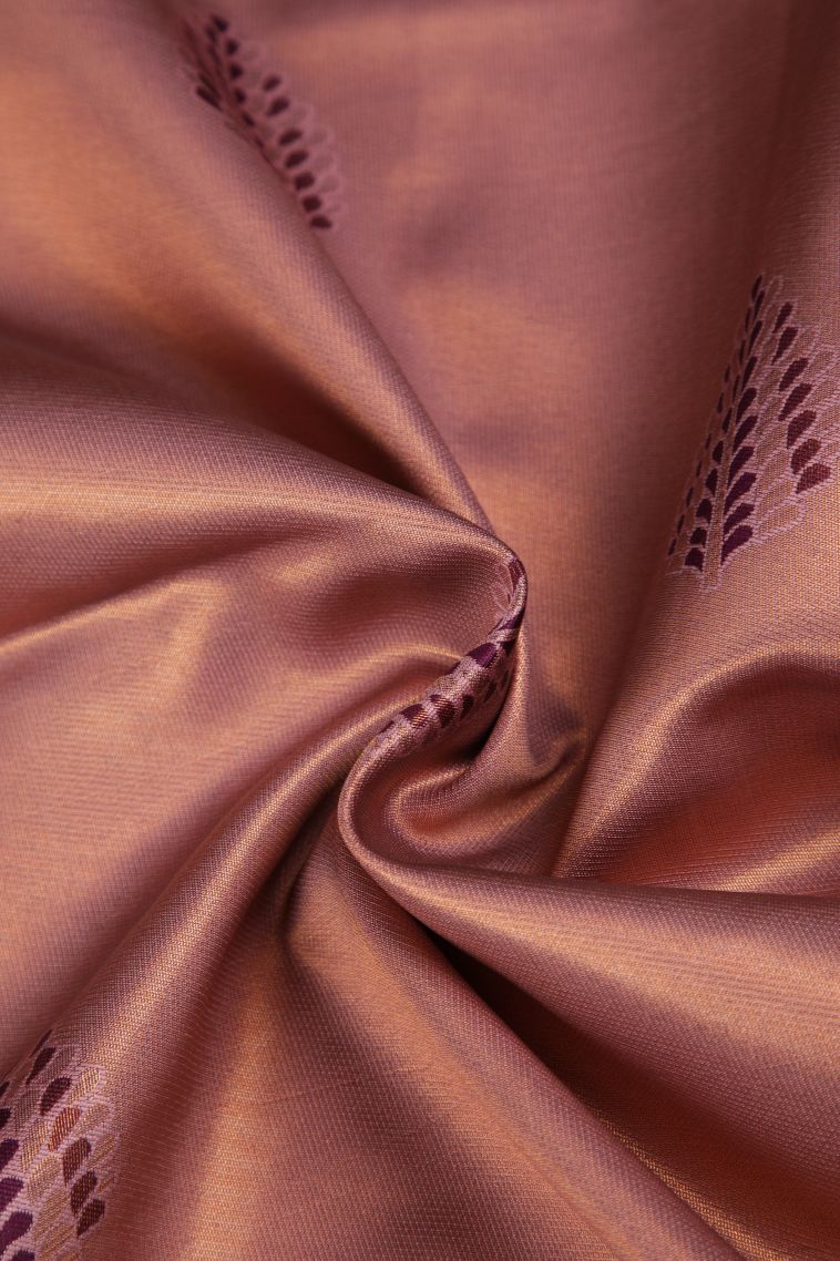 Flamingo Pink Apoorva Silk Sarees with Copper Zari Buttis (small Dots Or Motifs) view 4