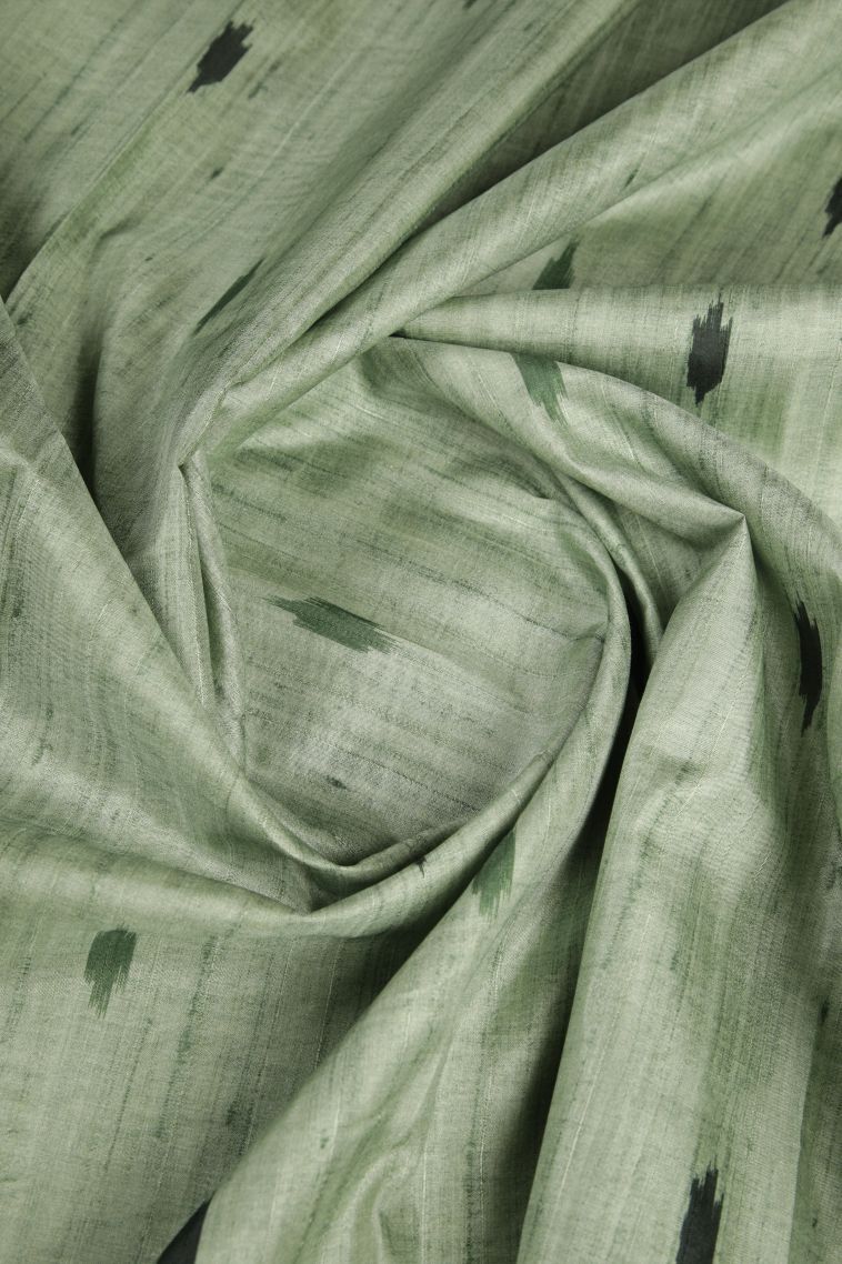 Pistachio Green Tussar Saree with Without Zari Zari Buttis (small Dots Or Motifs) view 4