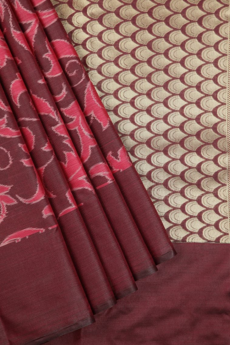 Plum Purple Soft Silk Sarees with Without Zari Zari Floral Patterns view 1
