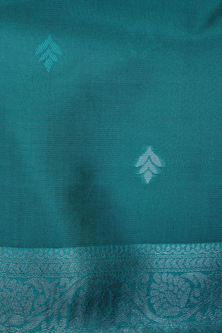 Blush Pink Apoorva Silk Sarees with Silver Zari Checks view 3