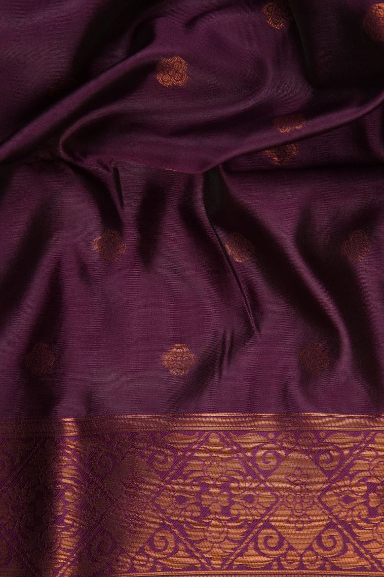 Biscotti Yellow Apoorva Silk Sarees with Copper Zari Buttis (small Dots Or Motifs) view 3