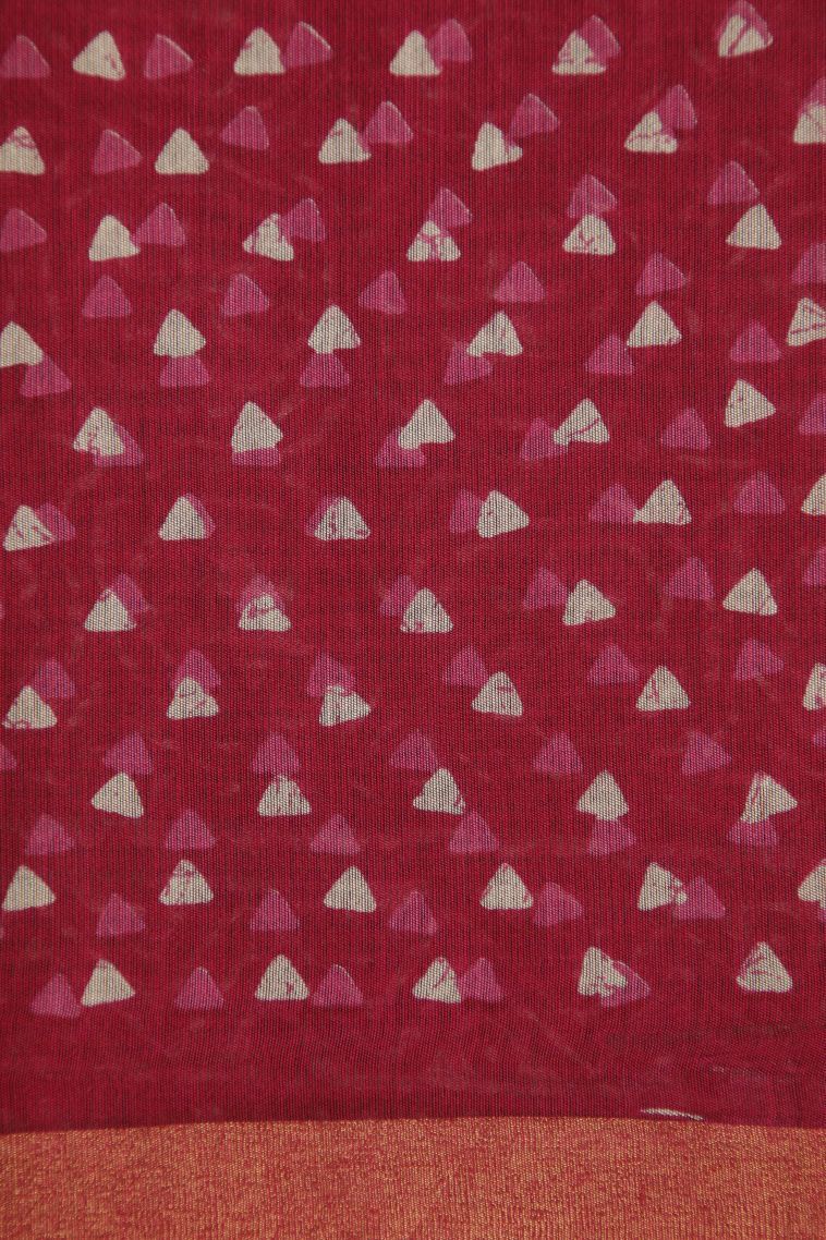 Magenta  Pink Chanderi Cotton Sarees with Without Zari Zari Buttis (small Dots Or Motifs) view 3