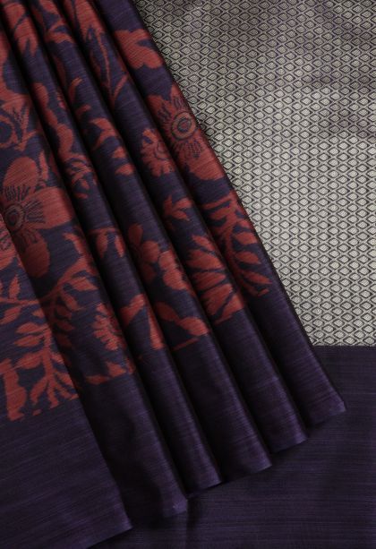 Plum Purple Soft Silk Sarees with Without Zari Zari Floral Patterns