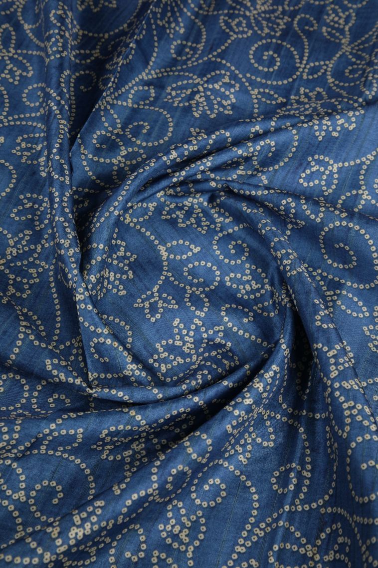 Aegean Blue Tussar Saree with Without Zari Zari Buttis (small Dots Or Motifs) view 4