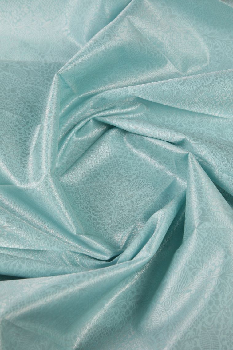 Sky Blue Visiri Madippu Silk Sarees with Silver Zari Floral Patterns view 4