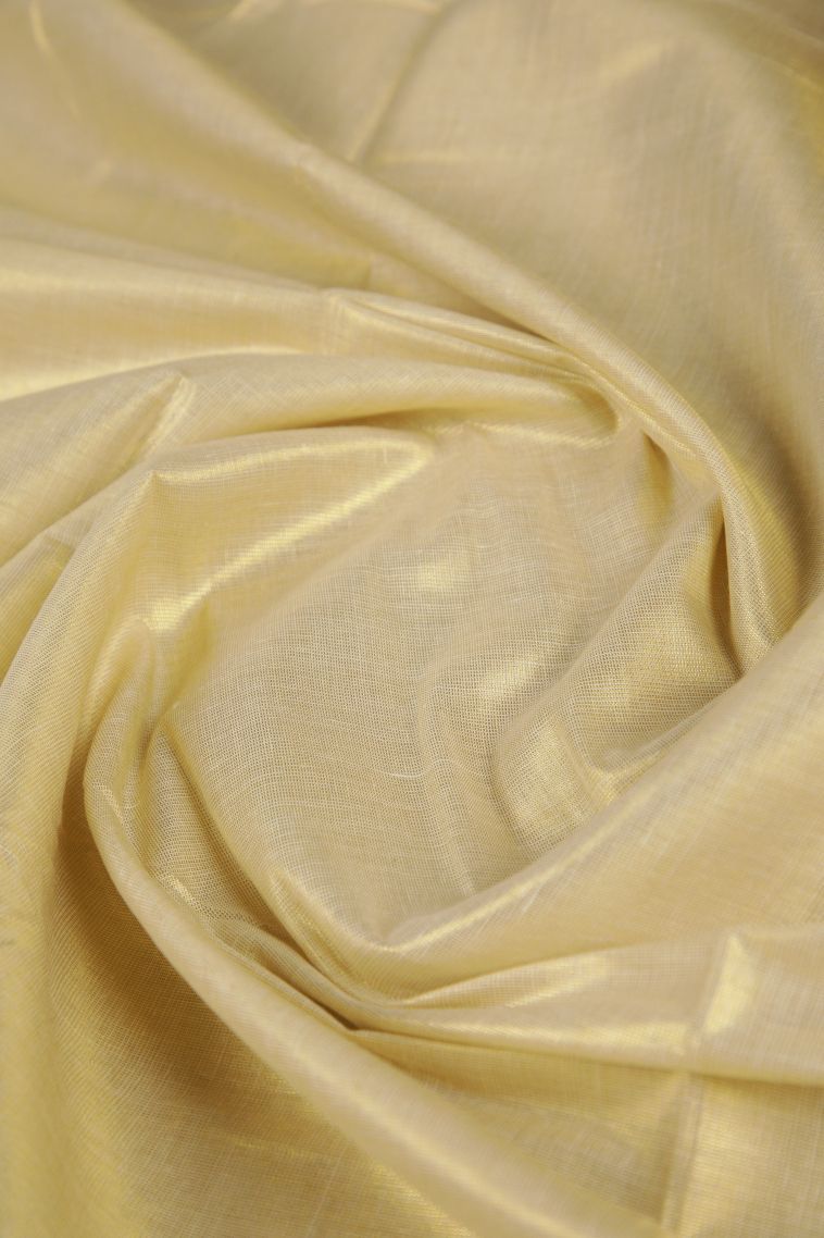 Cream White Silk Cotton with Gold Zari Buttis (small Dots Or Motifs) view 4