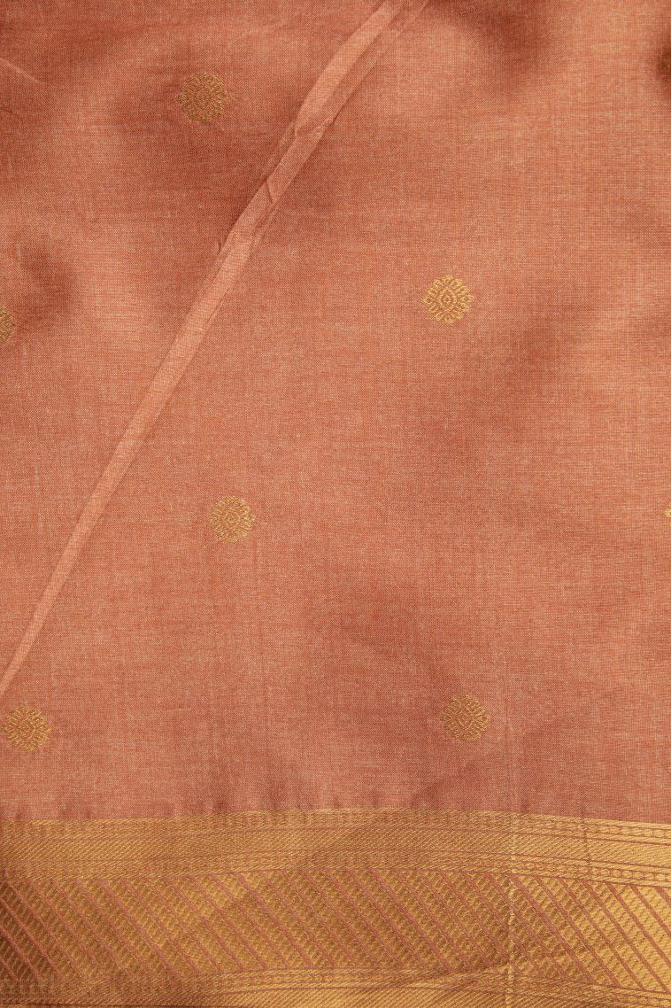 Gray Black Tussar Saree with Gold Zari Buttis (small Dots Or Motifs) view 3