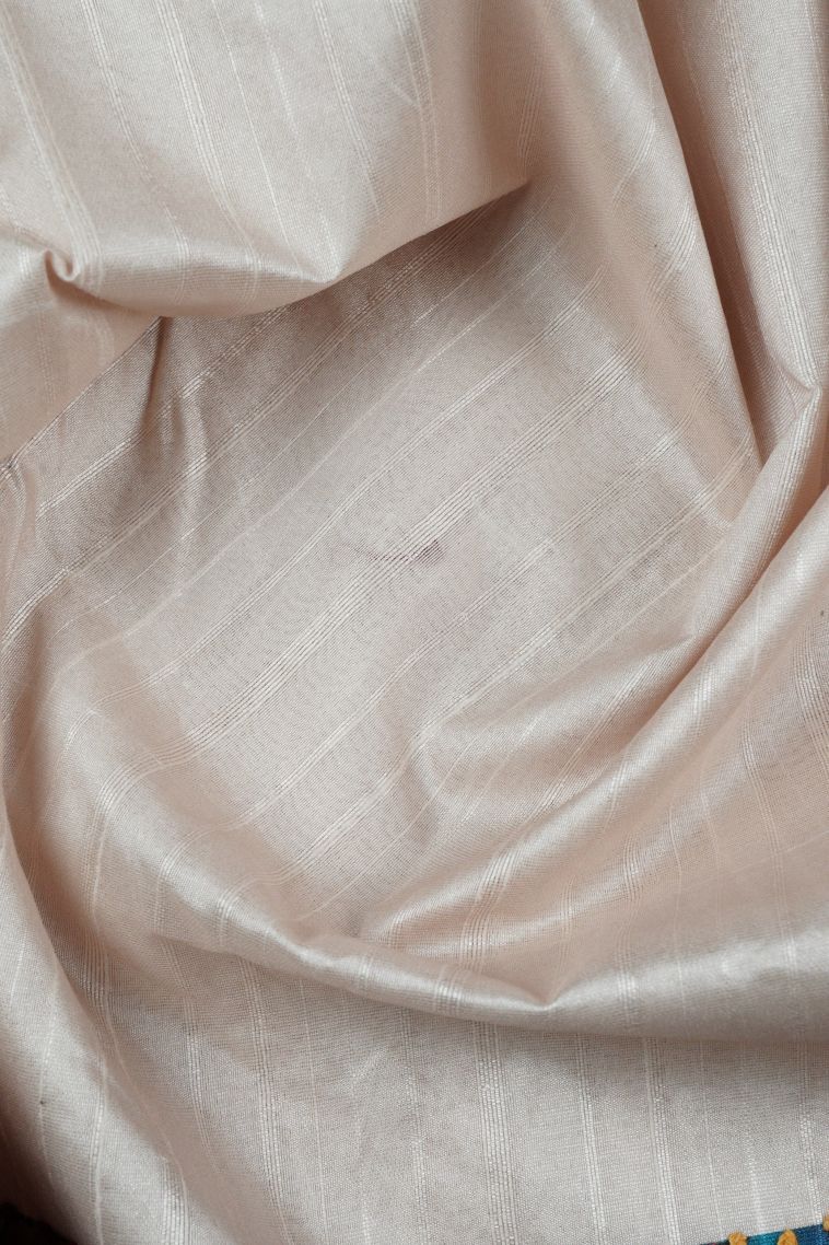 Chiffon White Tussar Silk Saree with Without Zari Zari Plain view 4