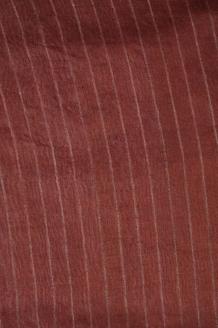 Sangria Red Tussar Saree with Bronze Zari Floral Patterns view 3