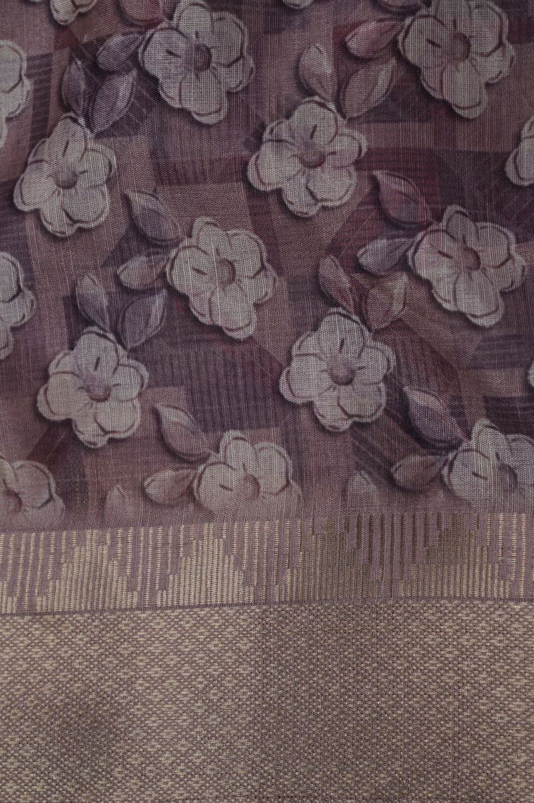 Tan Pink Art Silk with Without Zari Zari Floral Patterns view 3