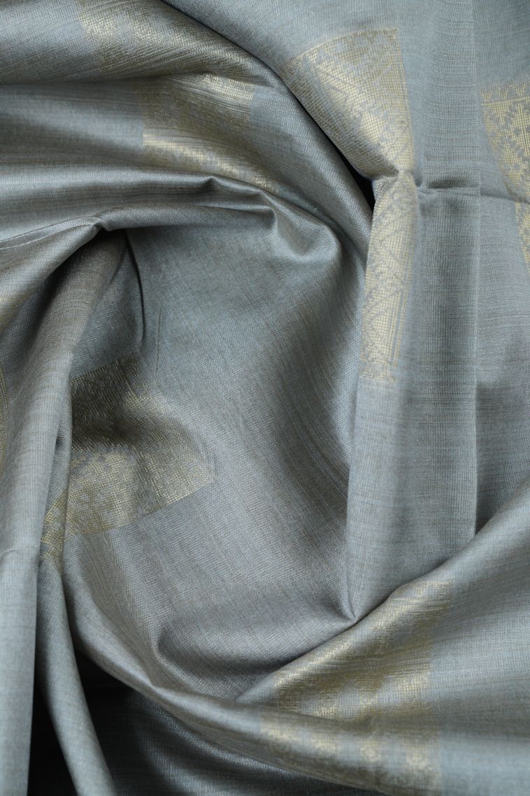 Gray Black Tussar Saree with Without Zari Zari Floral Patterns view 4