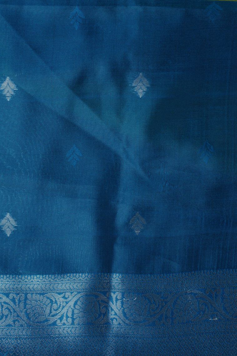 Lime Green Apoorva Silk Sarees with Silver Zari Checks view 3