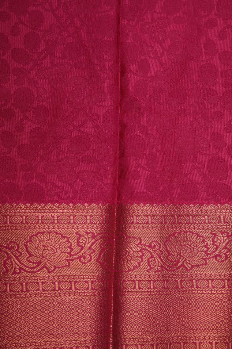 Green Visiri Madippu Silk Sarees with Copper Zari Floral Patterns view 3