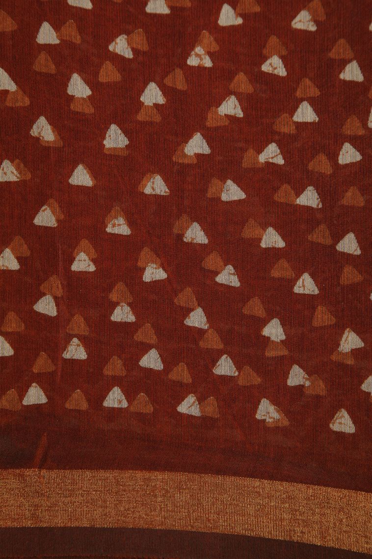 Amber Orange Chanderi Cotton Sarees with Without Zari Zari Buttis (small Dots Or Motifs) view 3