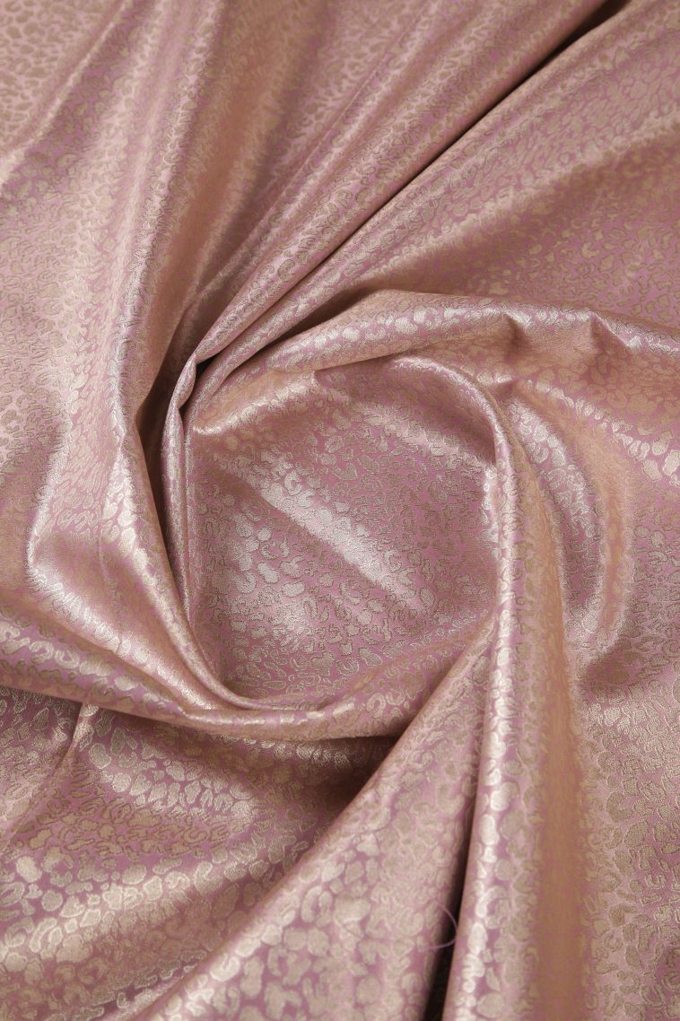 Crepe Pink Tissue Silk Sarees with Silver Zari Floral Patterns view 4