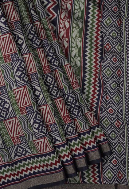 Berry Blue Chanderi Cotton Sarees with Without Zari Zari Floral Patterns