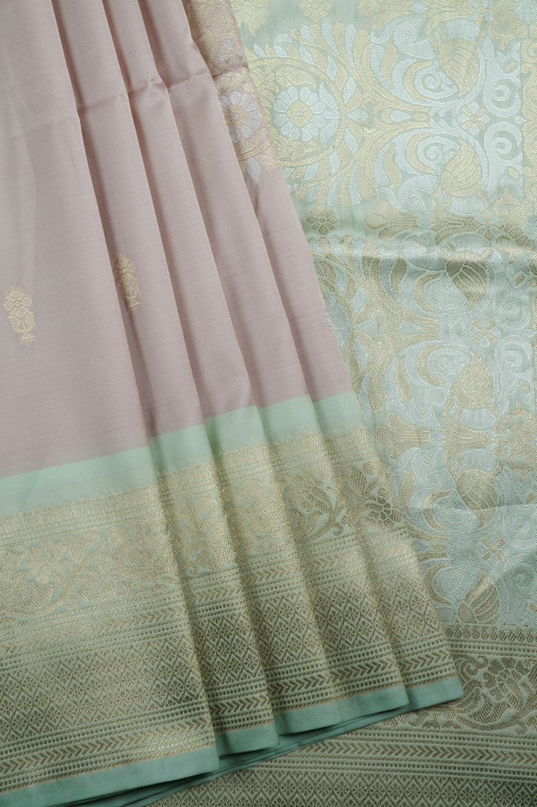 Crepe Pink Soft Silk Saree with Gold Zari Buttis (small Dots Or Motifs) view 1