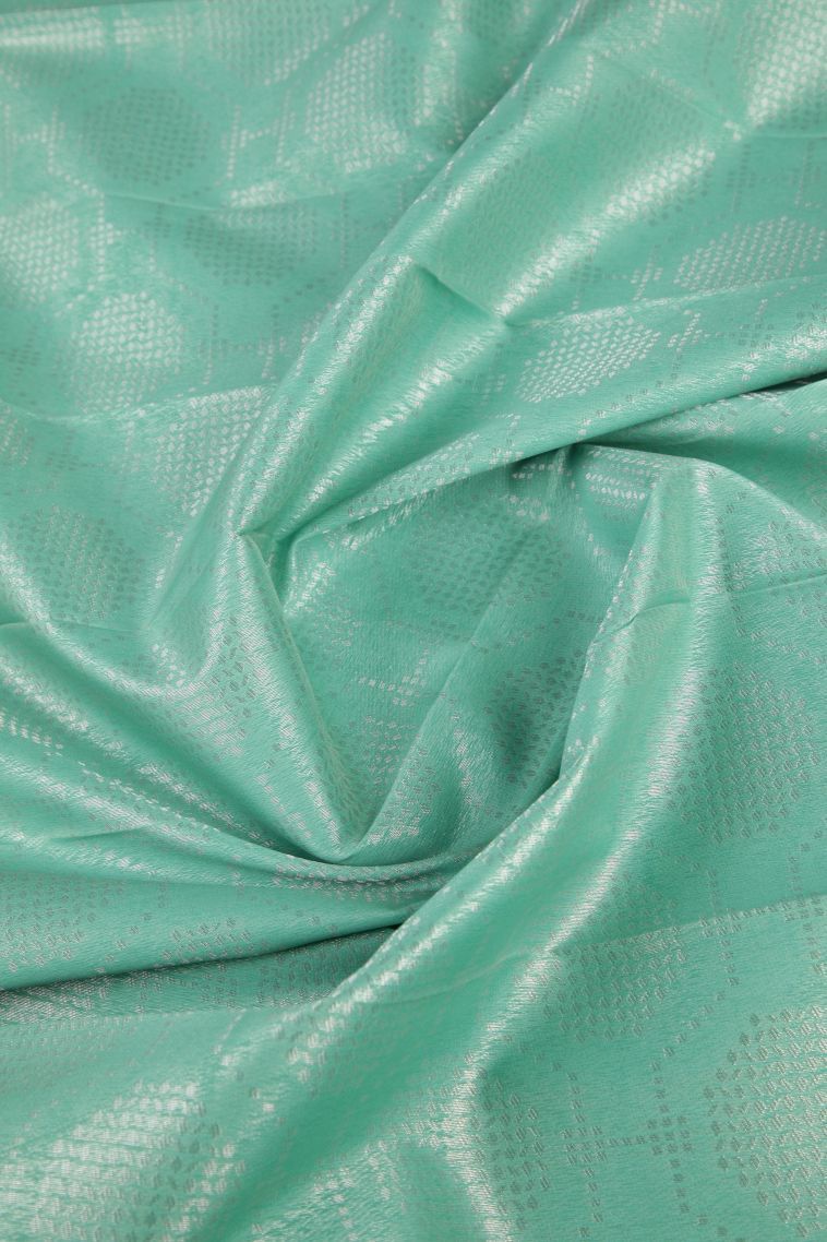 Sky Blue Visiri Madippu Silk Sarees with Silver Zari Geometric Shapes view 4