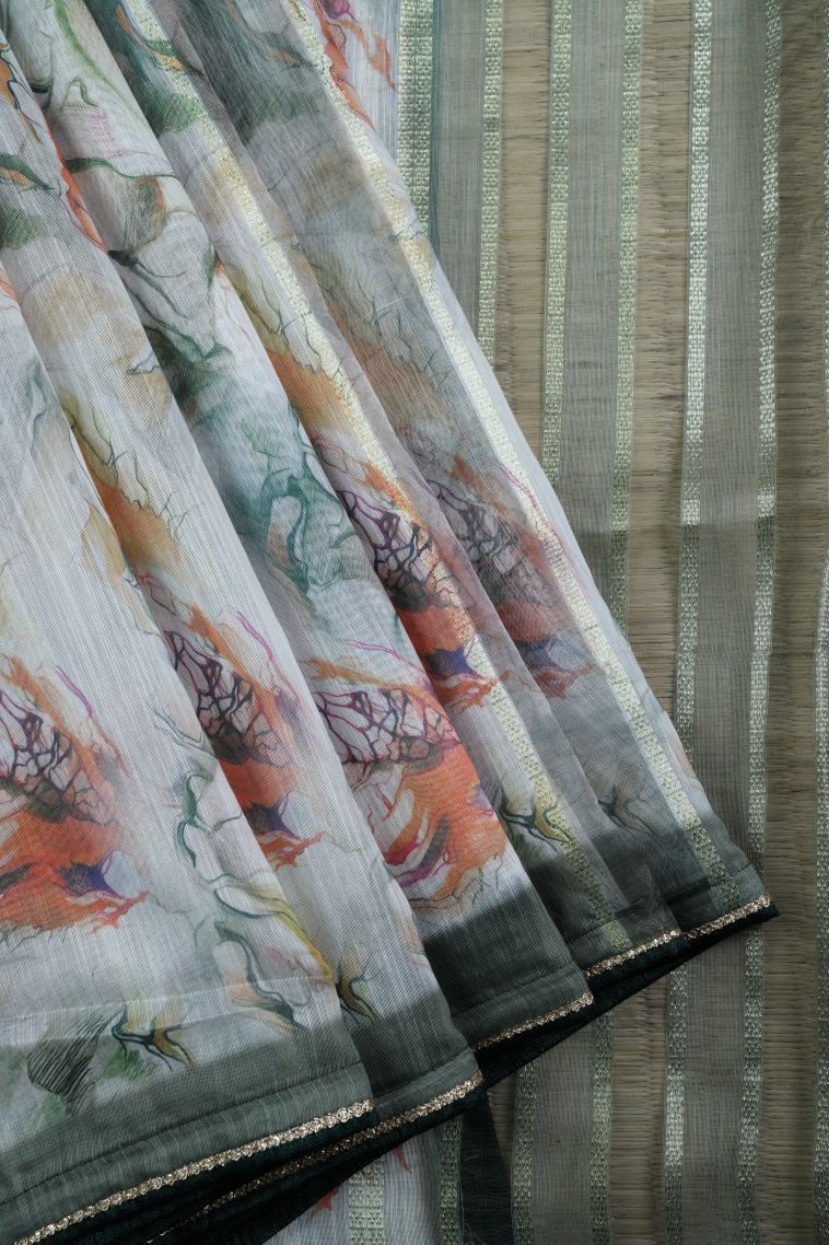 Pine Green Art Silk with Without Zari Zari Floral Patterns view 1