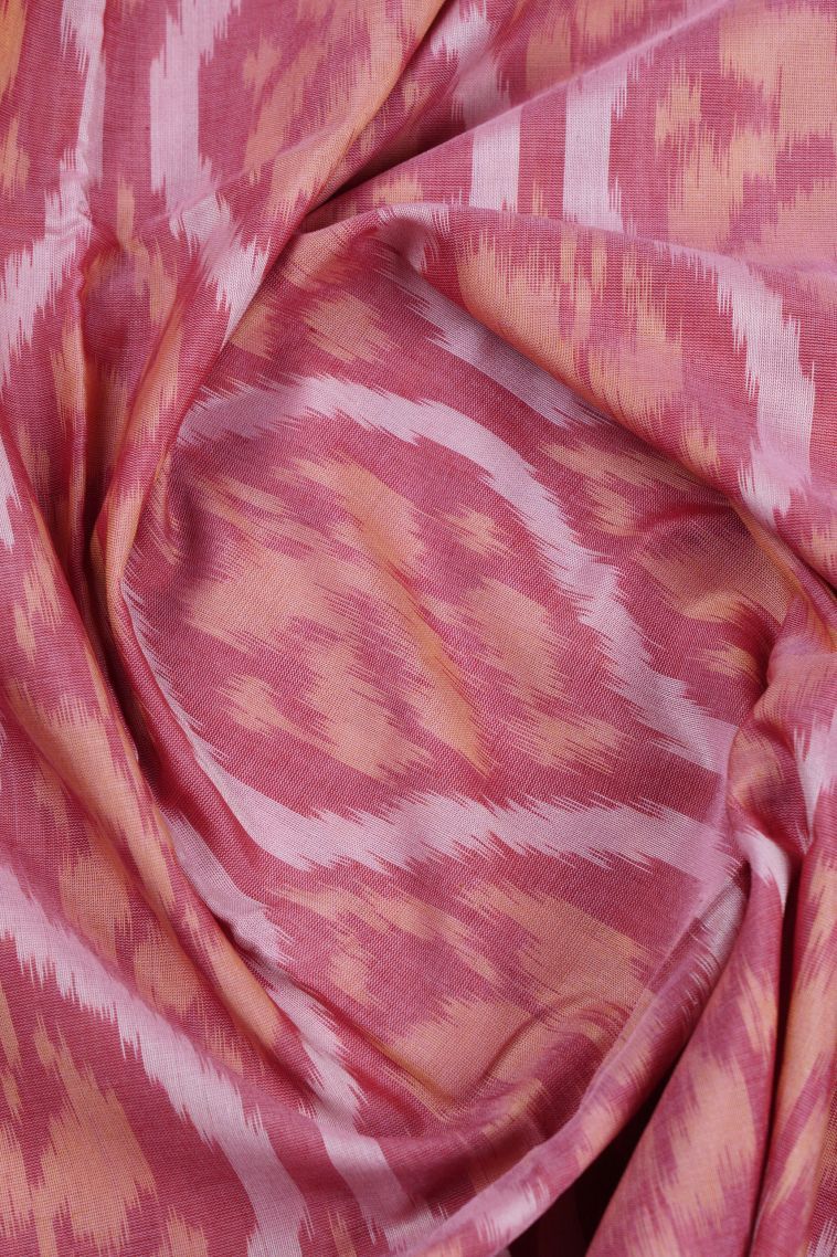 Rose Pink Ikkat Cotton Sarees with Without Zari Zari Geometric Shapes view 4