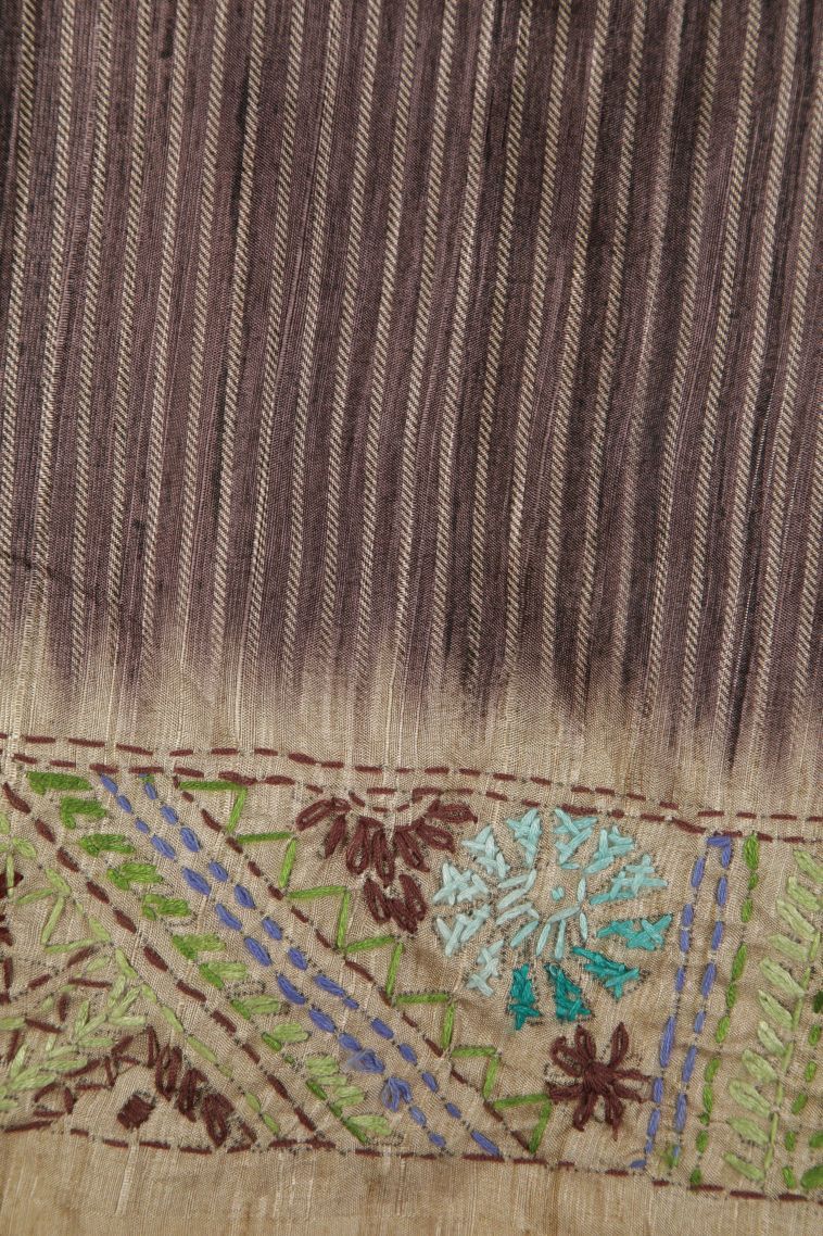 Tawny Brown Jute Sarees with Without Zari Zari Buttis (small Dots Or Motifs) view 3