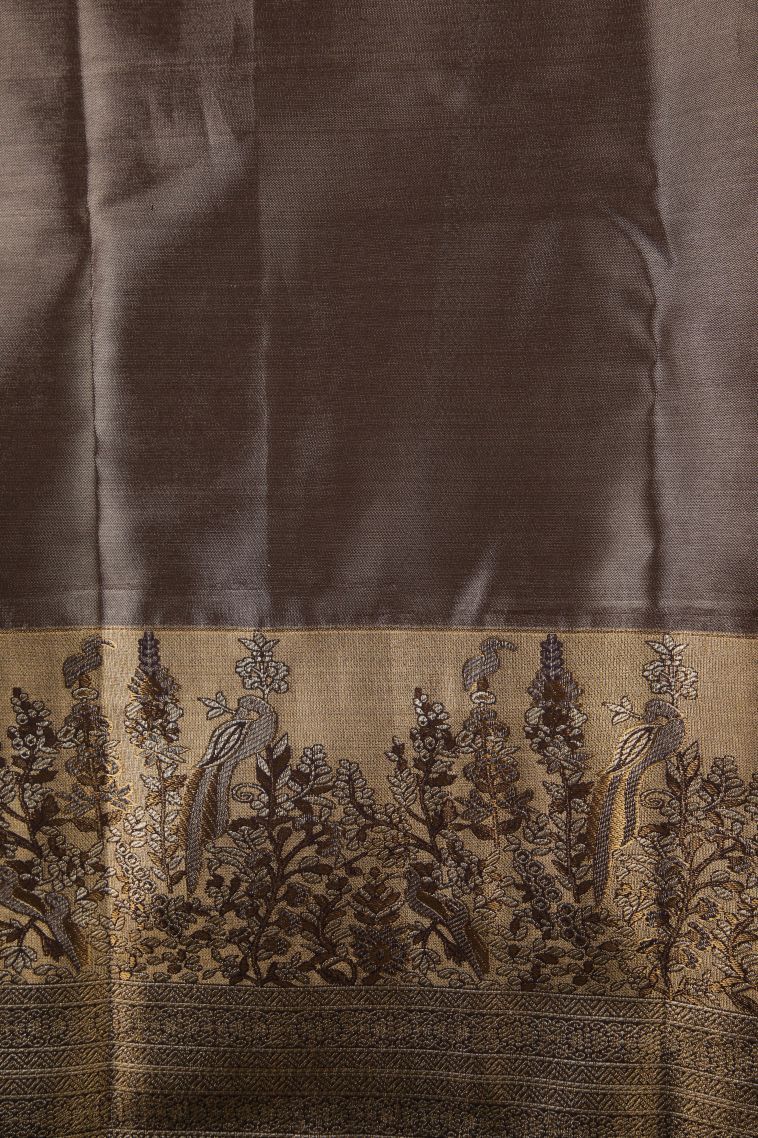 Ocean Blue Tissue Silk Sarees with Silver Zari Floral Patterns view 3