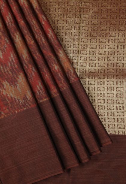 Tawny Brown Soft Silk Sarees with Without Zari Zari Geometric Shapes