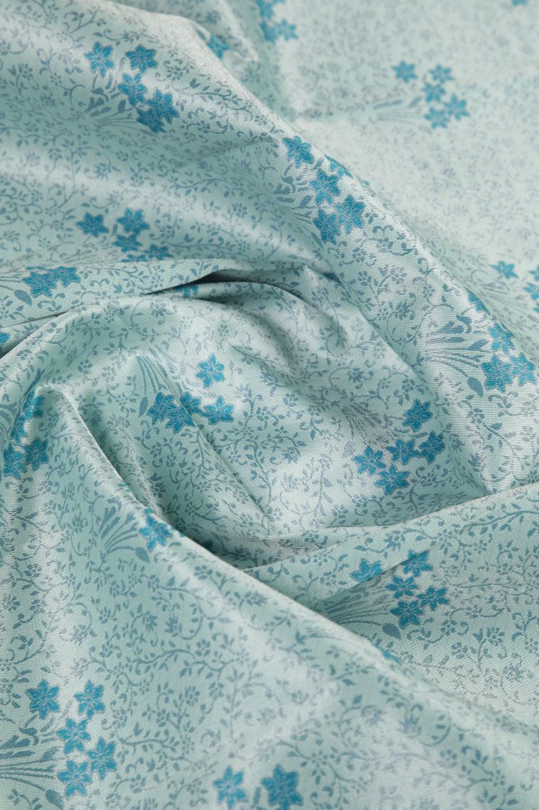 Sky Blue Visiri Madippu Silk Sarees with Silver Zari Floral Patterns view 4